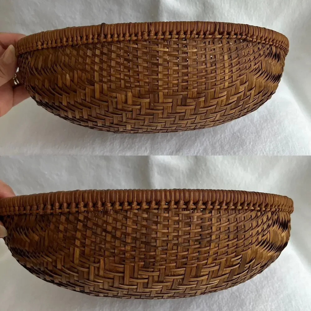 Vintage oval wicker rattan woven basket, home decor, fruit basket, decorative.
